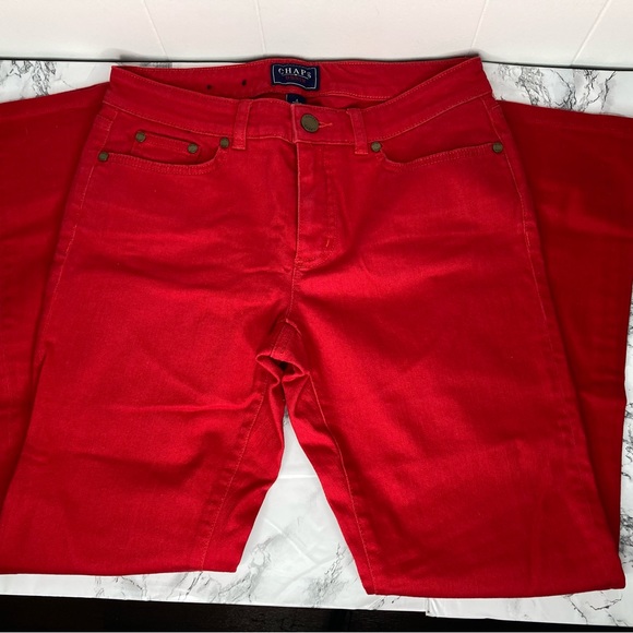 CHAPS Denim Red Daniella curvy fit jeans size 4 like new! - Picture 7 of 15